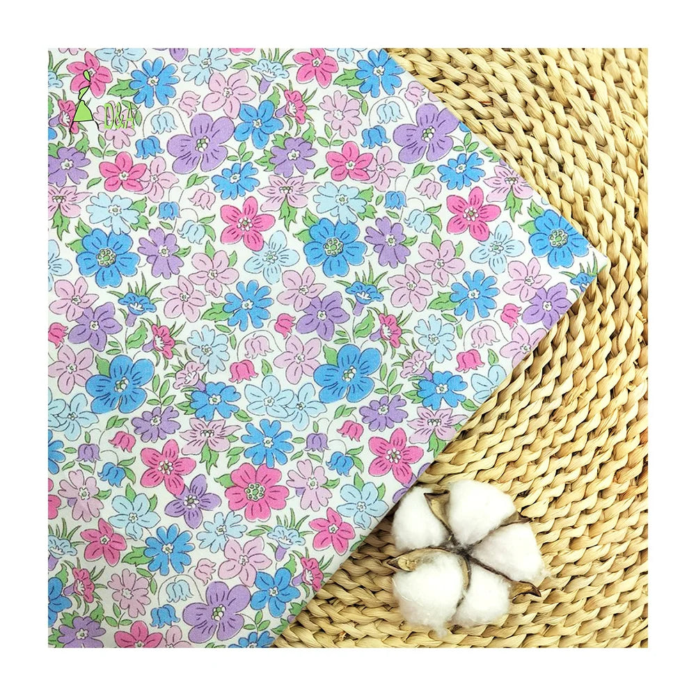 Small Organic Combed Woven Floral Printed Eco-Friendly Cotton 100% Cotton Poplin Fabric for Girls' Skirts Cover