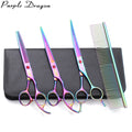 For Purple Dragon 7\" Japan Steel Dog Grooming Scissors Stainless Steel Curved Straight Pet Shears Thinning Scissors Model Z3002