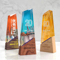 Crystal Glass  Trophy Wholesale Trophy Free Lettering Souvenir Wooden Five Pointed Star Trophy