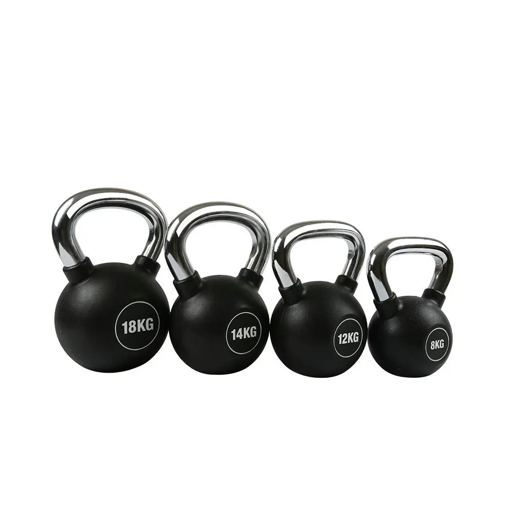 2025 Factory Supply Kettlebell Set Black Rubber Coated Cast Iron MOQ 100kg