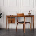 Modern Waterproof Indoor Dining Chairs with Walnut Finish Ash Wood and Genuine Leather Seat Cushions
