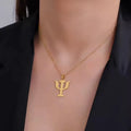 Simple PSI Symbol Letter Men Pendants & Necklaces Stainless Steel Gold Color Psychology Necklace for Women Jewelry