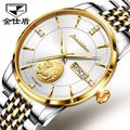 JSDUN 8846 Luxury Automatic Watch Men Real Gold PIXIU Sapphire Crystal Mechanical Wristwatch Stainless Steel Watches for Mature