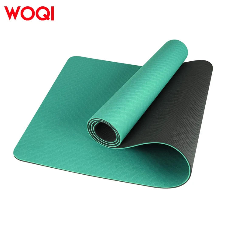 WOQI Premium Eco-Friendly Yoga Mat-High Grade Soft TPE 183CM Length 6mm Thickness Waterproof & Folding Durable Slight Mix Color