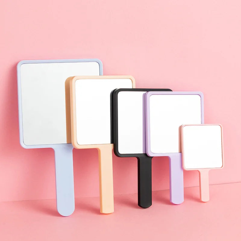 Wholesale Women Plastic Single Side Small Square Mirrors Small Handheld Travel Makeup Mirror with Handle Make up