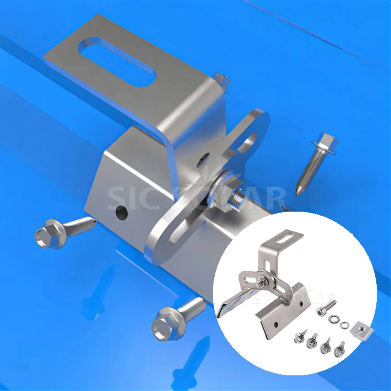 Adjustable Steel Pv Roof Hook Tranpezoid Roof Mount Solar Metal Roof Clamp