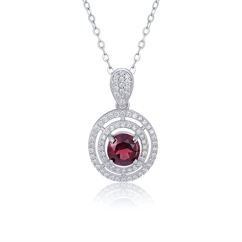 YBO Customizable 925 Sterling Silver Pendant Natural Garnet Cubic Zircon Clavicle Chain for Women's Vintage Wedding Party