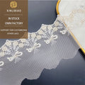 100% Polyester Water Soluble Embroidered Lace Fabric Eco-Friendly Decorative Feature for Shoes and Bags