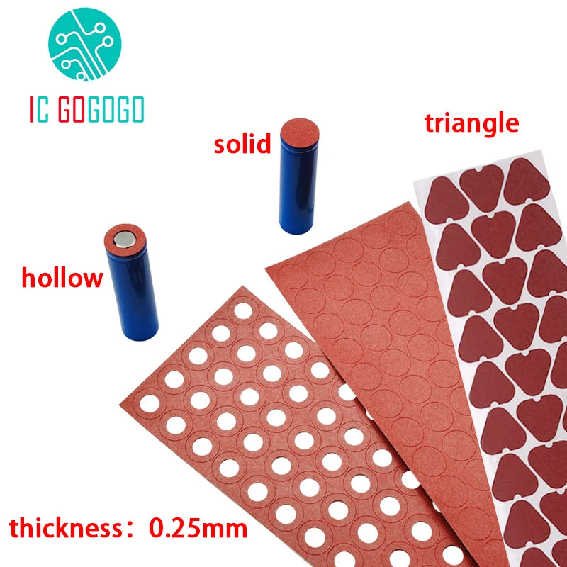 100pcs Red 1S 18650 Li-ion Battery Insulation Gasket Barley Paper Battery Pack Insulating Glue Fish Electrode Insulated Pads