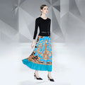 Miyake Floral Pleated Printed Chiffon Dress 2024 Winter/Autumn New Fashionable Elegant Bohemian Knee-Length Natural Waist