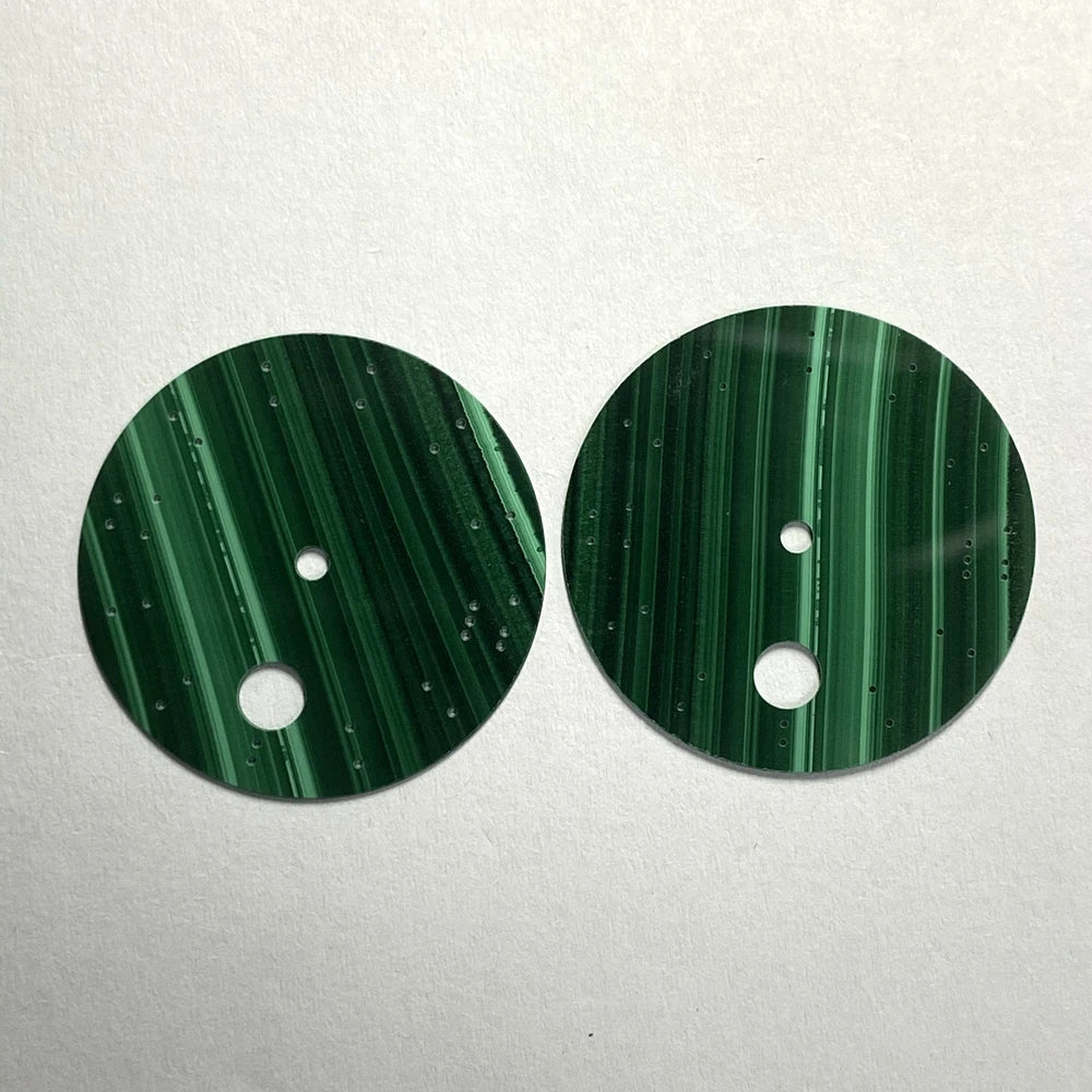 HQ GEMS 33.7mm  28.5mmx0.4mm AAA Quality Coins Round Shape Custom Malachite Watch Dial
