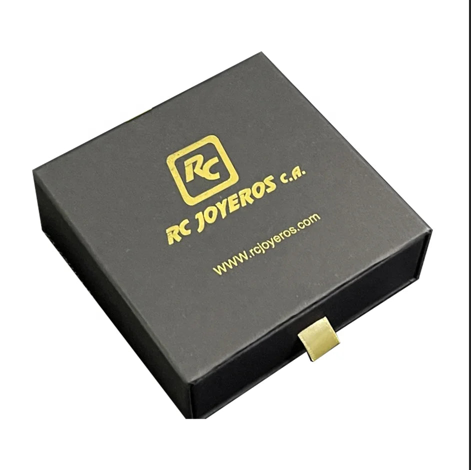Customized Square Black Paper Drawer Jewelry Box with Drawstring Closure and Embossed Printing