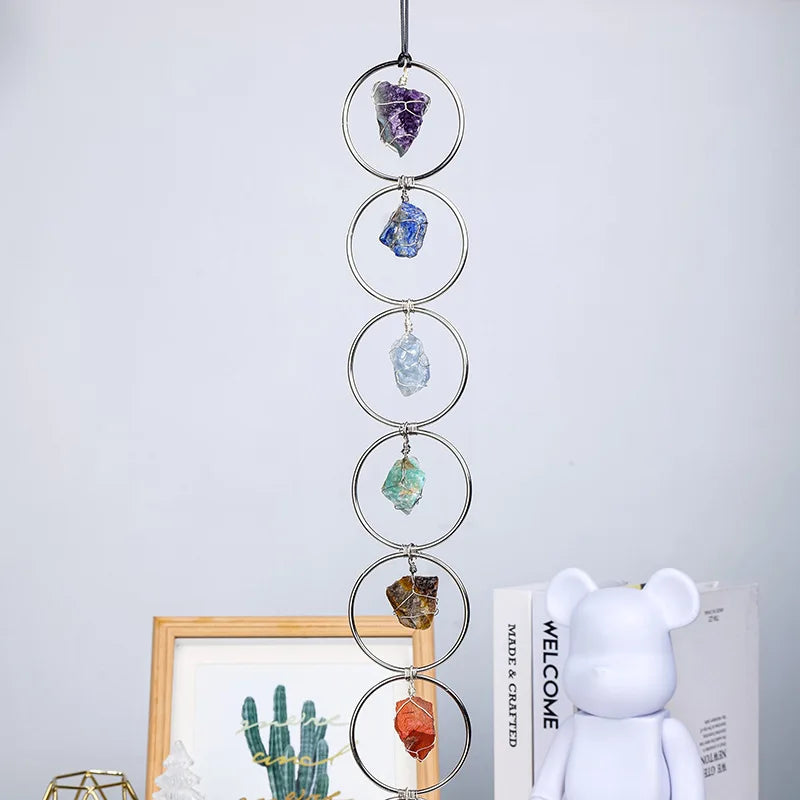 Factory Wholesale Natural Stone Agate Wall Piece Rough Wind Chime Pendant Raw Stone Healing Crystal Gemstone Wall Decor