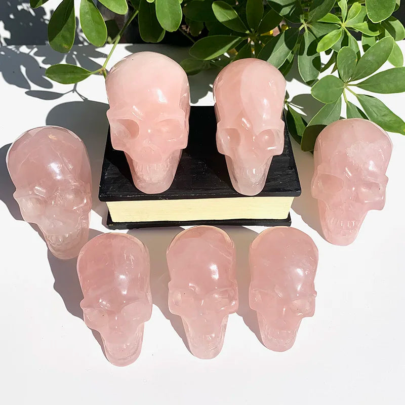 Jingfa Wholesale Hand Carved Rose Quartz Skulls Healing Crystal Quartz Stones Skulls for gift