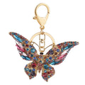 Fashion Colored Butterfly Charm Key Chain Rhinestone Bling Butterfly Wristlet Keychain for Purses Backpack