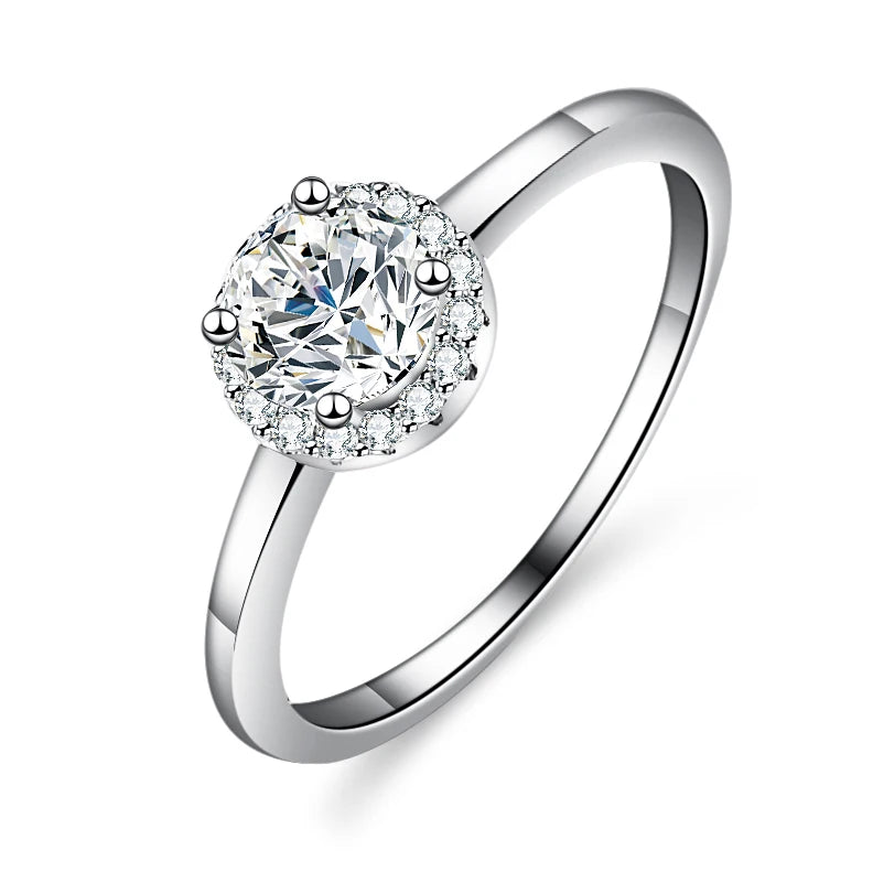 Moissanite S925 Sterling Silver Wedding Rings Engagement Women's Wedding Rings Fine Jewelry Fashion Moissanite Ring