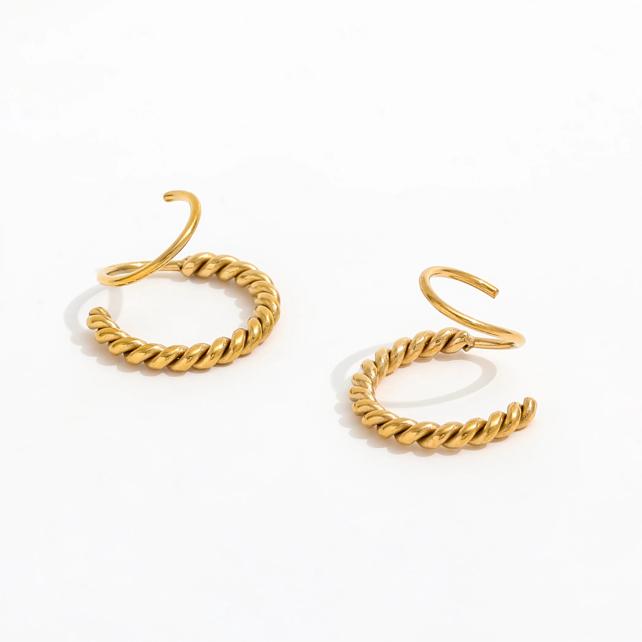 Fenny 18K Gold-plated Wholesale Non Tarnish Classic Vintage Classic Twist Spiral Hoop Stainless Steel Earring for Women