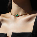 Vintage Cuban Chain Necklace Butterfly Choker Necklace 18K Gold Plated Stainless Steel Necklace for Women