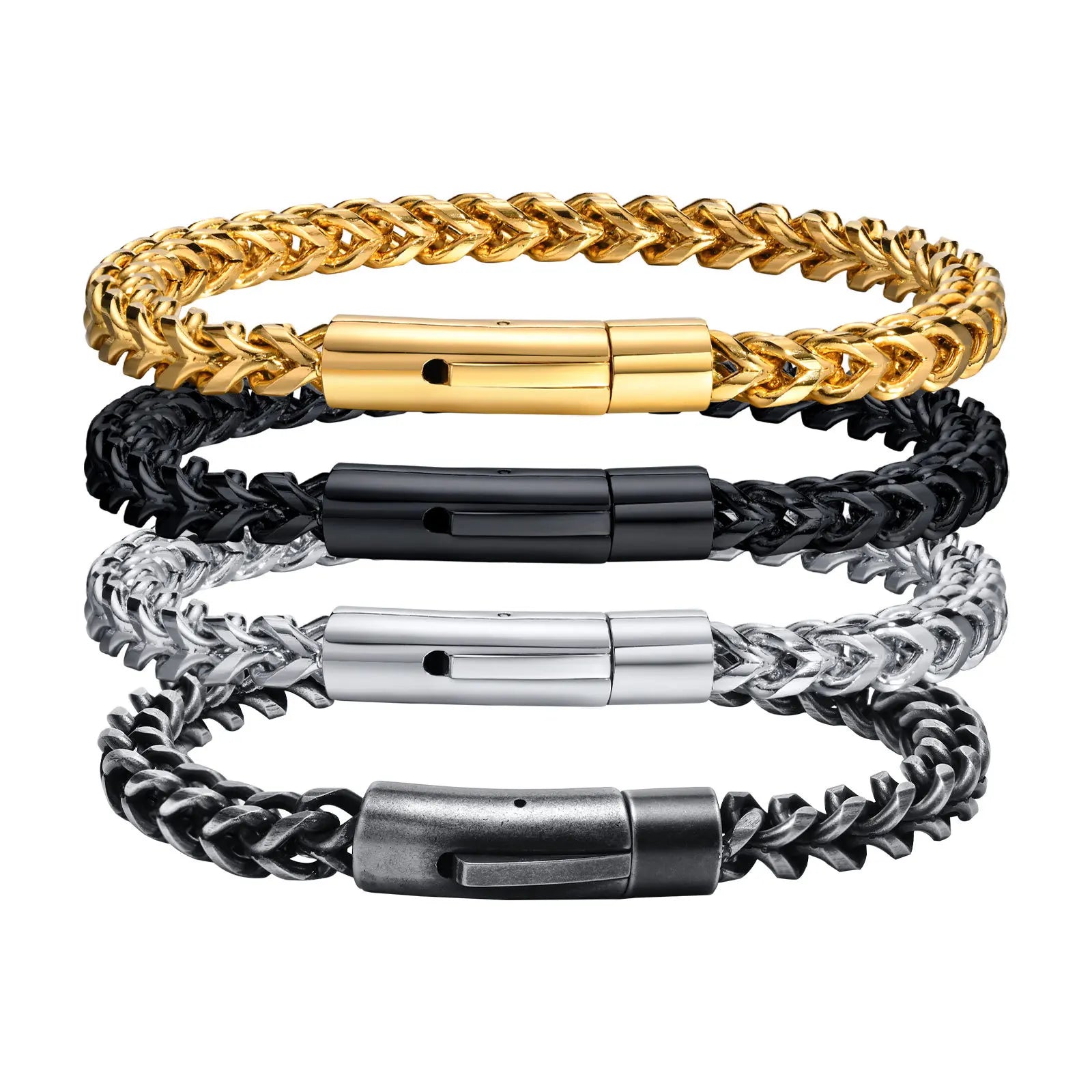 Men's Stainless Steel Classic Grey Keel Chain Thick Circle-Shaped Charm Bracelet Jewelry Fashion Accessory for Anniversary