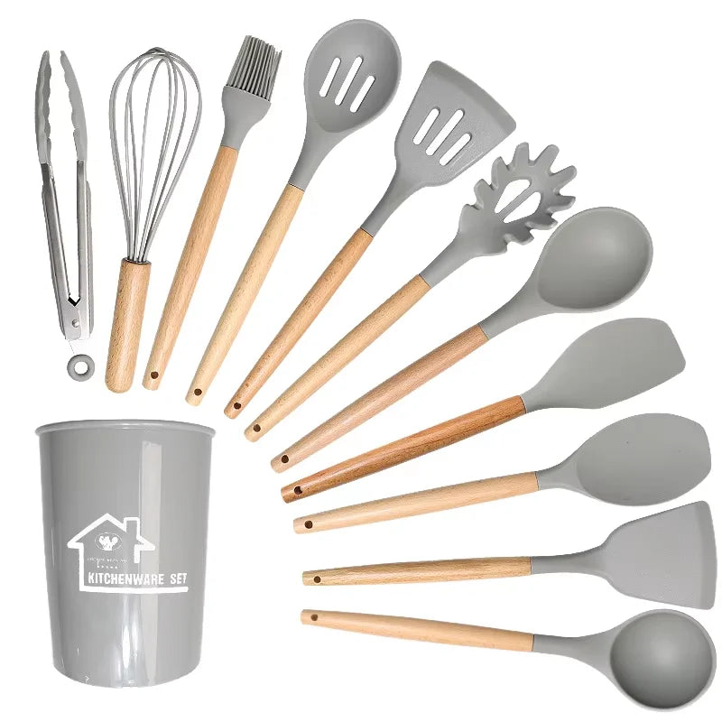 Home Kitchen Utensils Spatula Silicone Kitchen Cooking Accessories Soft Silicone Kitchen Utensils Cooking Set