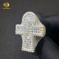 Bulk Stock Wholesale Price Fashion Man Jewelry Iced Out baguette VVS1 Moissanite Diamond  925 Solid Silver Hip Hop Cross Ring