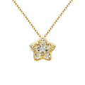 18K Real Gold Fashion Dancing Diamond Flower Star Necklace 18K Pure Solid Gold Natural Diamond Necklace Jewelries
