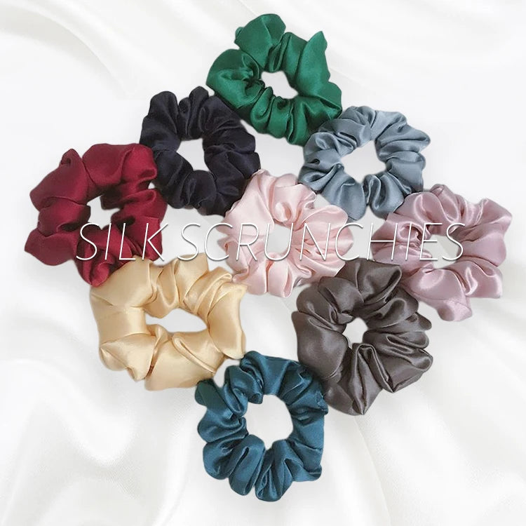 Wholesale Custom Silk Scrunchies for Women Pure Mulberry Silk Hair Scrunchies Bulk Hair Band for Girls Hair Decoration