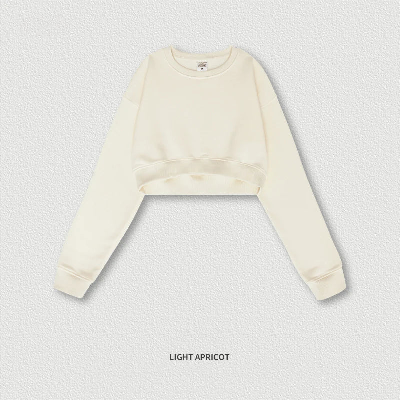Manufactory Cotton Blank Crop Hoodies Ladies Crop Top Fleece Hoodie Plain White Cropped Hoodies