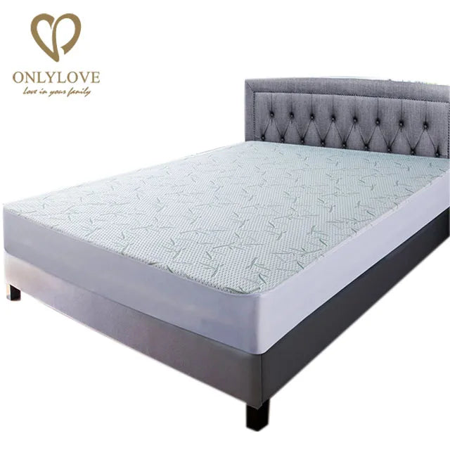 Luxury Cooling Bamboo Polyester Knitted Plain Fitted Mattress Protector Waterproof TPU Coating Ultra Soft Breathable