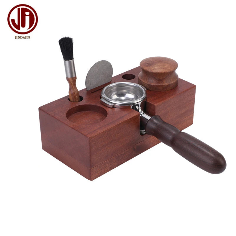 Walnut Wood Coffee Tamping Station Wood Espresso Tamper Stand Wooden Tamper Holder Station Coffee Press Holder