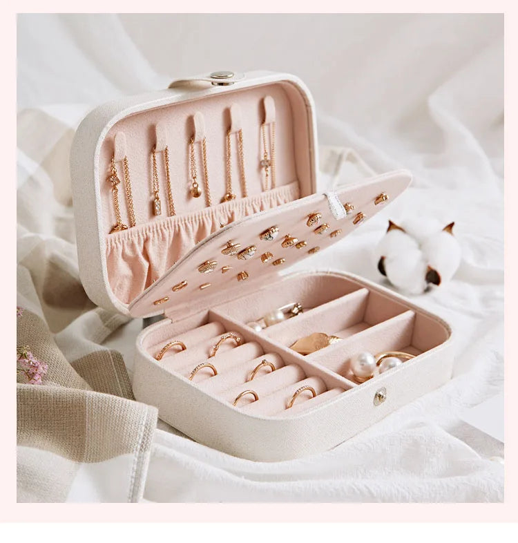 Custom PU Leather Portable Mini Travel Ring Earring Jewelry Boxes Bag Organizer Storage Case Pouch Stylish Packaging Girls Women