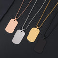 Factory Laser Color Printing Blank Material Holiday Gift Stainless Steel Hangtag Necklace Engraved with Letters