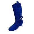 Ready to Ship Women's Blue Faux Suede Low Heel Comfortable Ballroom/Latin Dance Boots with Genuine Leather Outsole