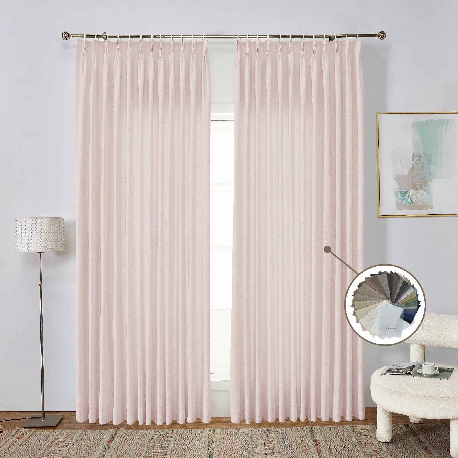 Pinch Pleated Linen Curtains French Pleated Pink Curtains Pleated Window Curtains Luxury