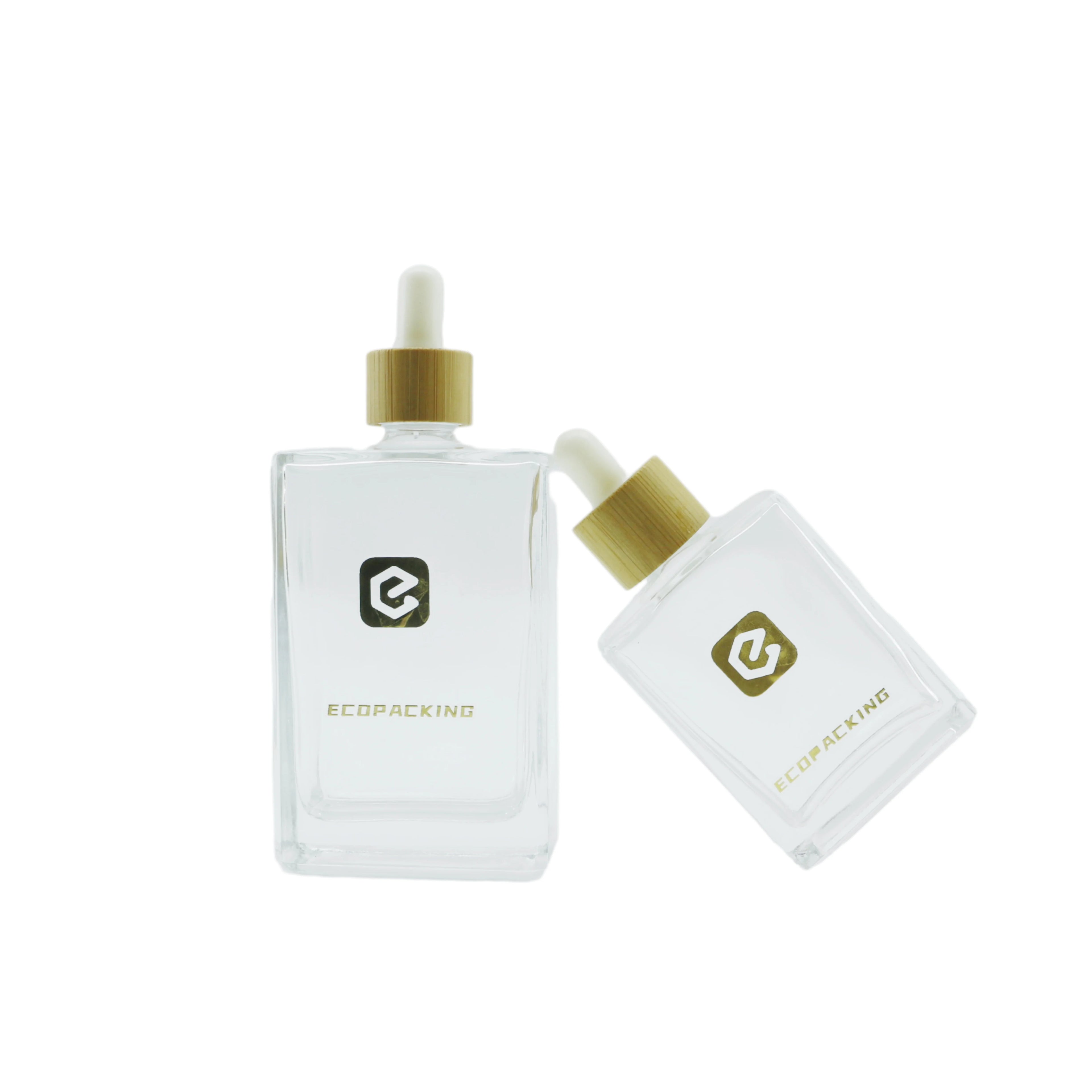 Empty Cuticle Oil Essential Oil Body Oil Container 30ml 50ml 100ml Frosted Glass square Dropper Bottle
