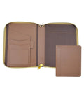Modernqiu Custom logo  A5 PU Leather Zipperpadfolio with Logo Business File Folder Document Organizer