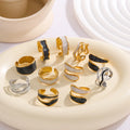 Cunyan 2025 Fashion Gold Plated Enamel Open Rings for Women Stainless Steel Adjustable Rings Wholesale Bulk