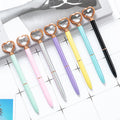 Custom Logo Heart Shaped Crystal Diamond Ballpoint Pens Bling Bling Large Crystal Rhinestones Metal Ballpoint Pen