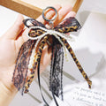 Y2K Sweet Pearl Lace Bow Beaded Keychain Phone Charm Leopard Rope Bag Hanging Bowknot Backpack Pendant Accessories for Girls