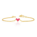 Pulseira De Prata Fine S925 Jewelry Delicate Cute Natural 5# Red Corundum Love Heart Charm Bracelet HI073