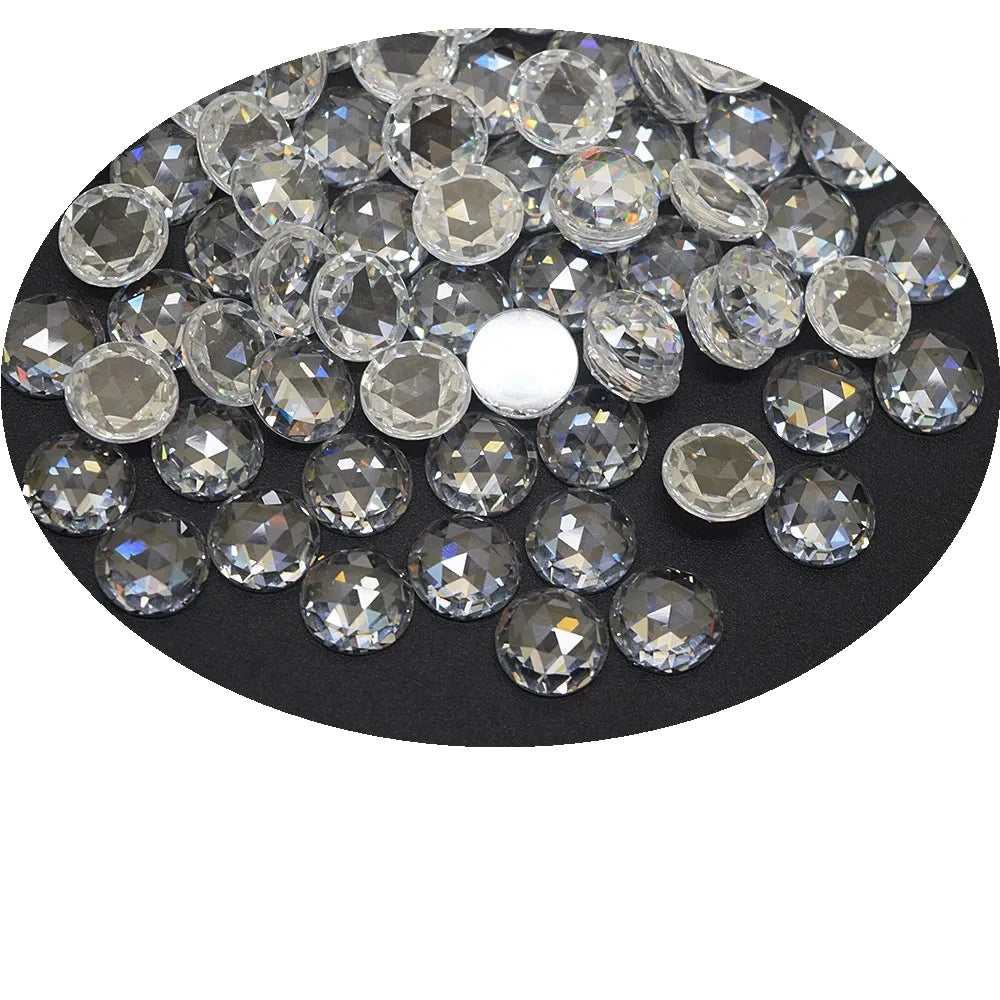 Wholesale Machine Cut Round 2mm-8mm Zirconia 3A Quality White CZ Flatback Rose Cut Cubic Zirconia Stone