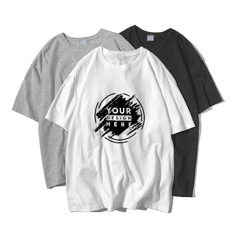 Custom 100% Cotton Knitted Loose Fit Short Sleeve Breathable Men's Casual T-Shirts-White Custom Colors