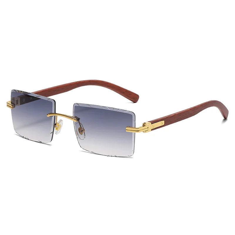 Fashion Gradient Frameless Sunglasses Women Trendy Unique Cut Lens Shades Eyewear Men  Casual Business Travel Sun Glasses DF6095