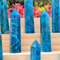 Factory Price Wholesale Natural Blue Apatite Point blue Crystal Stone Tower for Decoration Gift