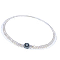 Hot Selling 5-6mm White Natural Freshwater Pearl S925 Silver 11-12mm Tahitian Black Color Pearl Necklace Jewelry for Woman