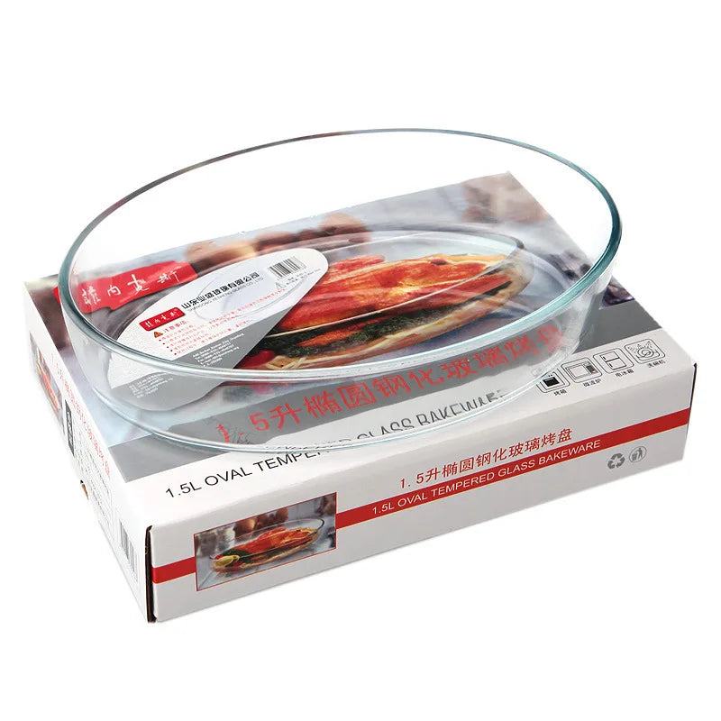 1500ml High Borosilicate Glass Thick Oven Safe Dishwasher Safe Baking Pan with Oval Shape for Oven Use MegaBDM
