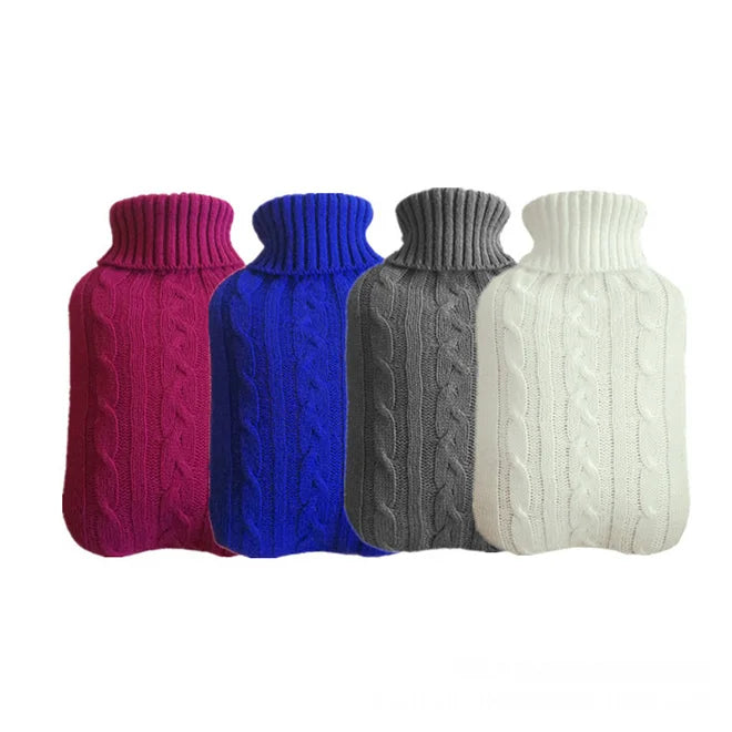 Dropship 2L Premium Hot Water Bag Knitted Sweater Cover 2000ml Capacity Bed Warmer for Feet Water Heating Pad Cover for Comfort