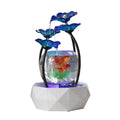 LED Light Fish Tank Tabletop Waterfall Cascade Lotus Fountain Indoor Zen Humidifier Aquarium Decor Glass Material for Meditation