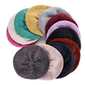 HZM-22355 Chenille Yarn Polyester Yarn Beret Women's Knit Hat Fancy Knitted Beret