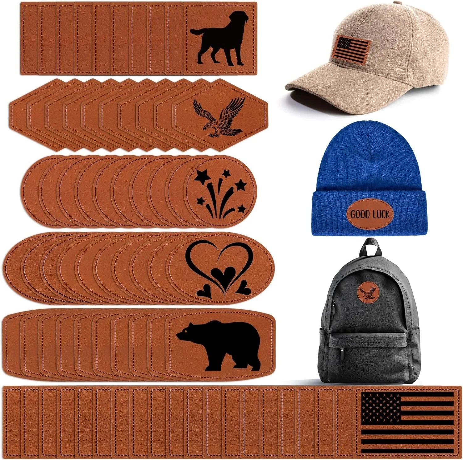 Custom Blank Leather Hat Patches for Laser Engraving